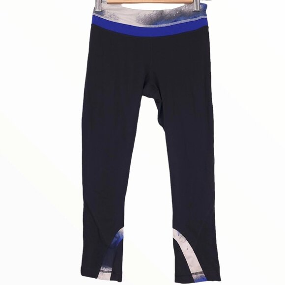 Lululemon Run Inspire Crop II Leggings Black Milky Way Multi Sz.4 yoga running - Picture 2 of 6